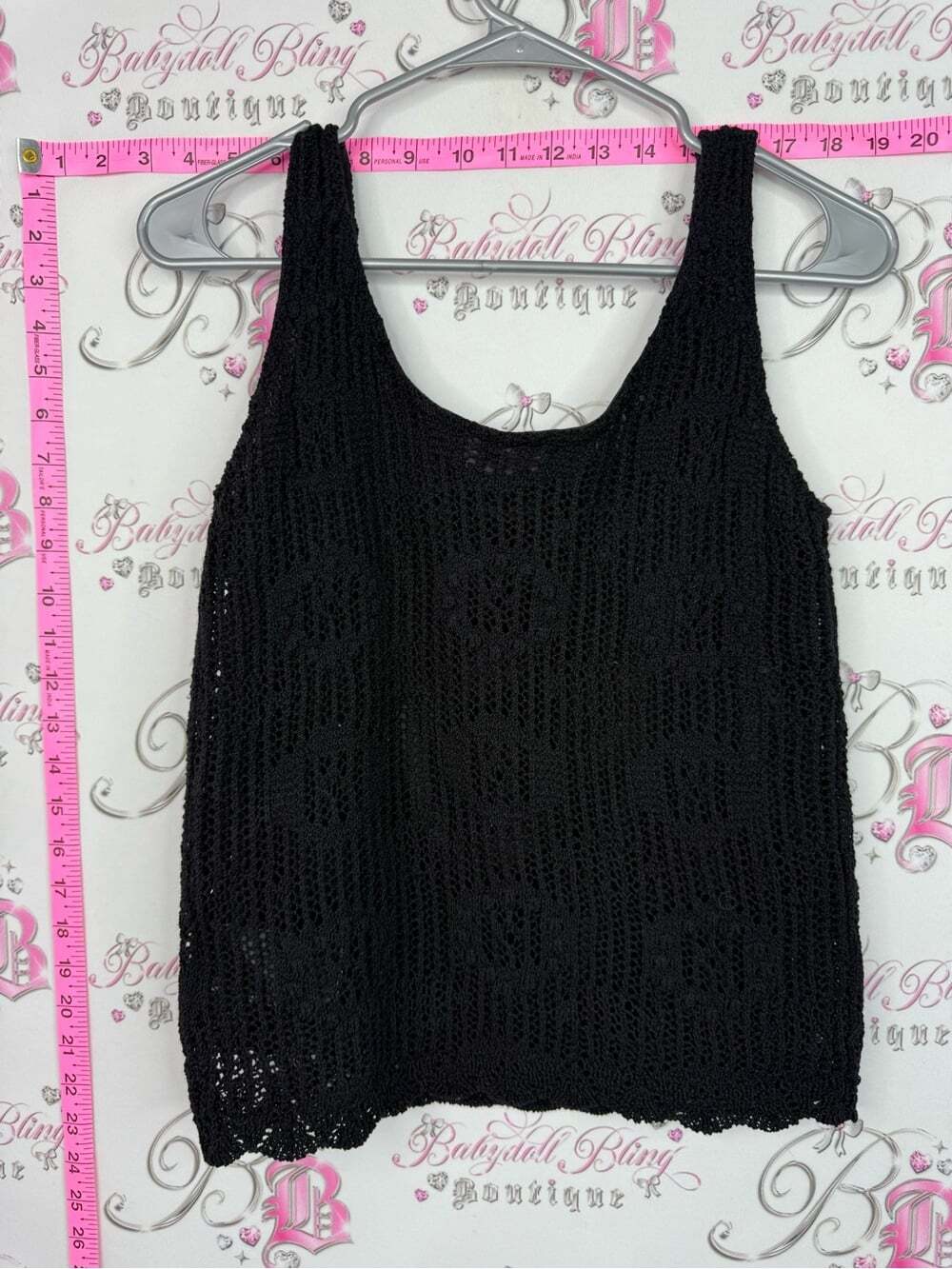 ESQUALO tank top knit Black Crochet Tank Top View 2